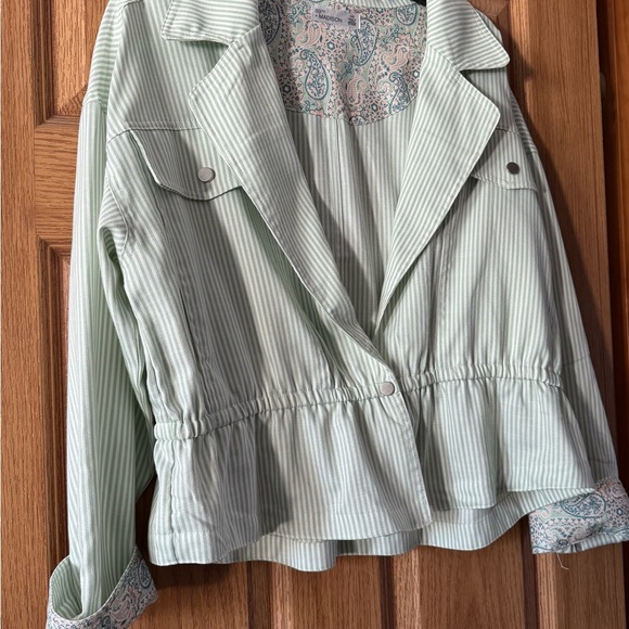 89th & Madison Mint Striped Utility Jacket - Picture 2 of 5